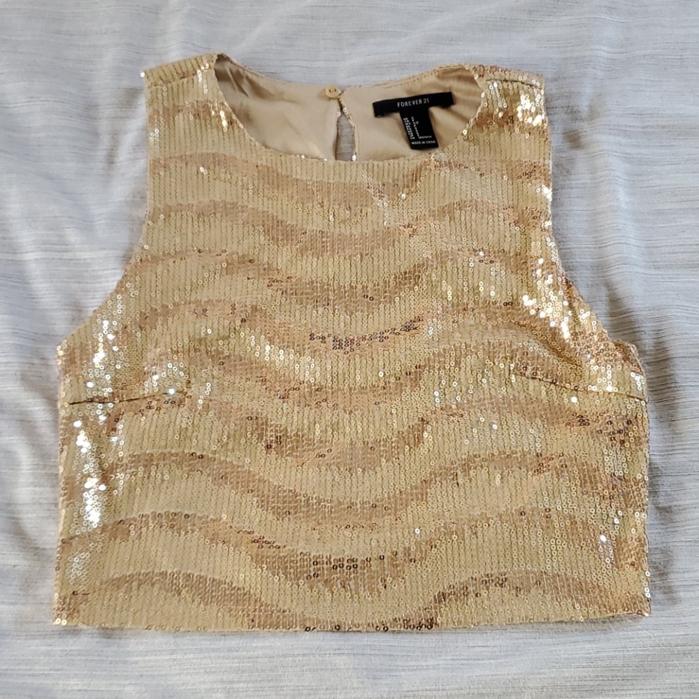 Gold Sequence Crop Top